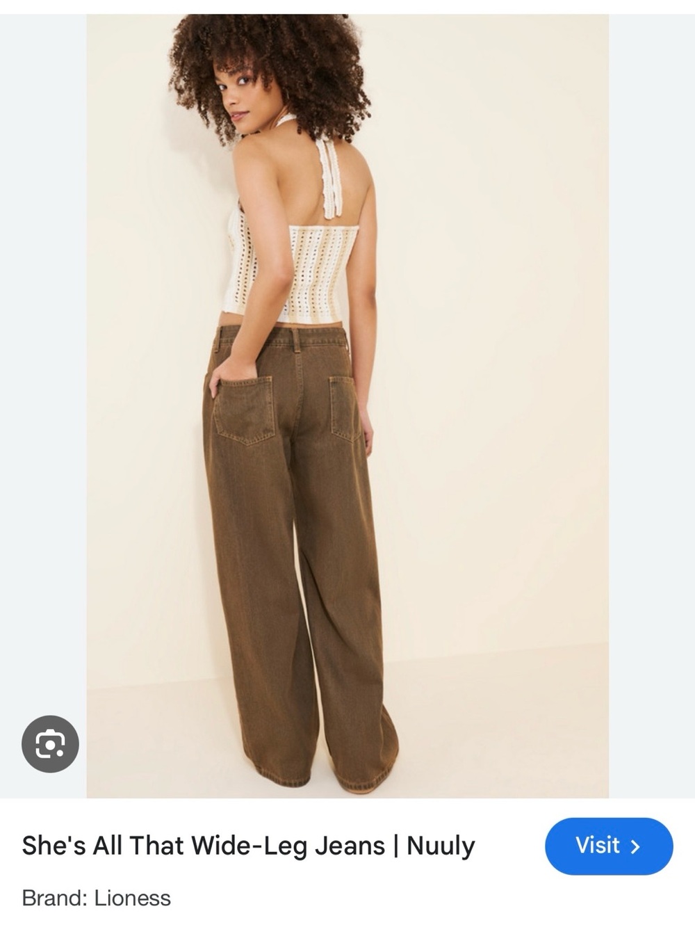 Lioness Wide-Leg Jeans in Brown Corduroy